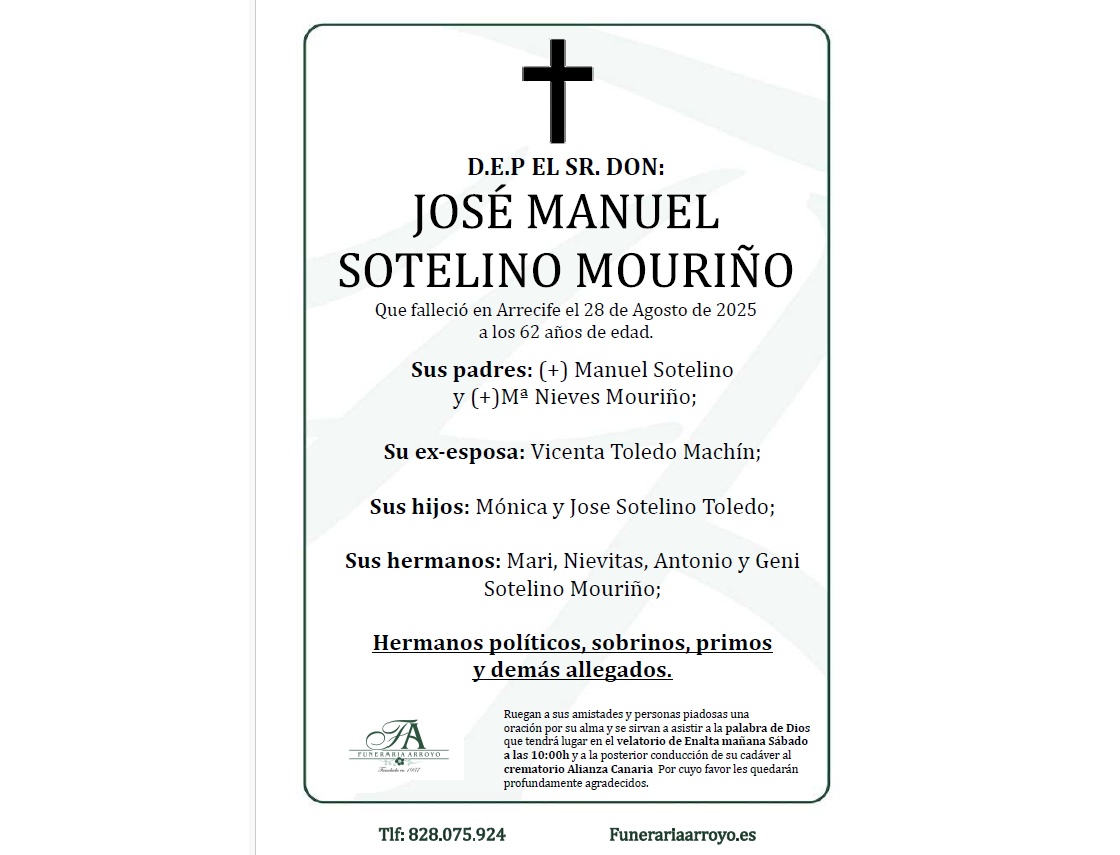 Esquela l velatorio se celebra en la sala de Enalta, donde mañana sábado, a las 10:00 horas, Esquela l velatorio se celebra en la sala de Enalta, donde mañana sábado, a las 10:00 horas,