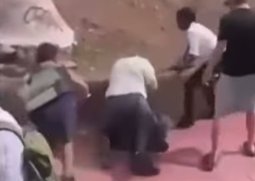 pelea en medio de la vía pública pelea en medio de la vía pública