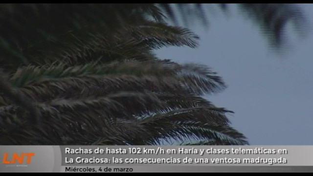Rachas de hasta 102 km/hora en Haría y clases telemáticas en La Graciosa Rachas de hasta 102 km/hora en Haría y clases telemáticas en La Graciosa